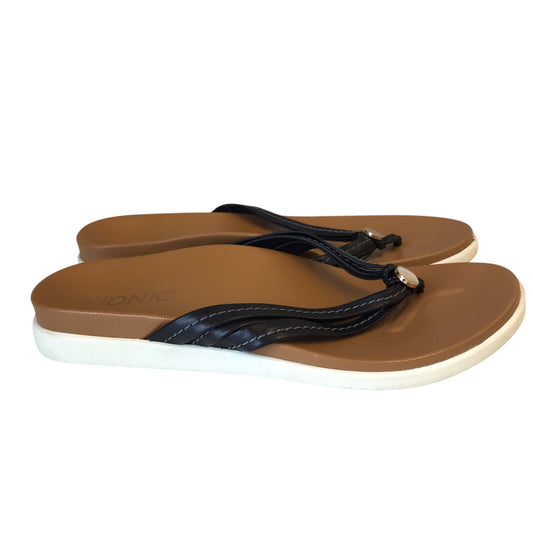 Sandals Flip Flops By Vionic In Black, Size:6.5