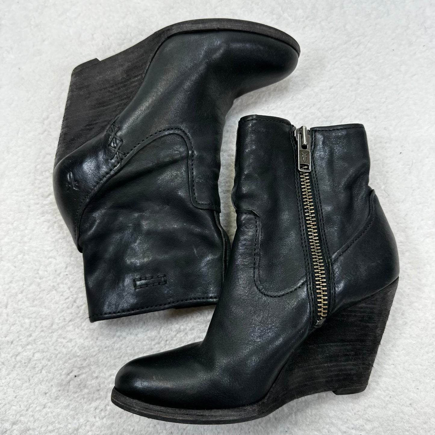 Black Shoes Heels Wedge Frye, Size 7