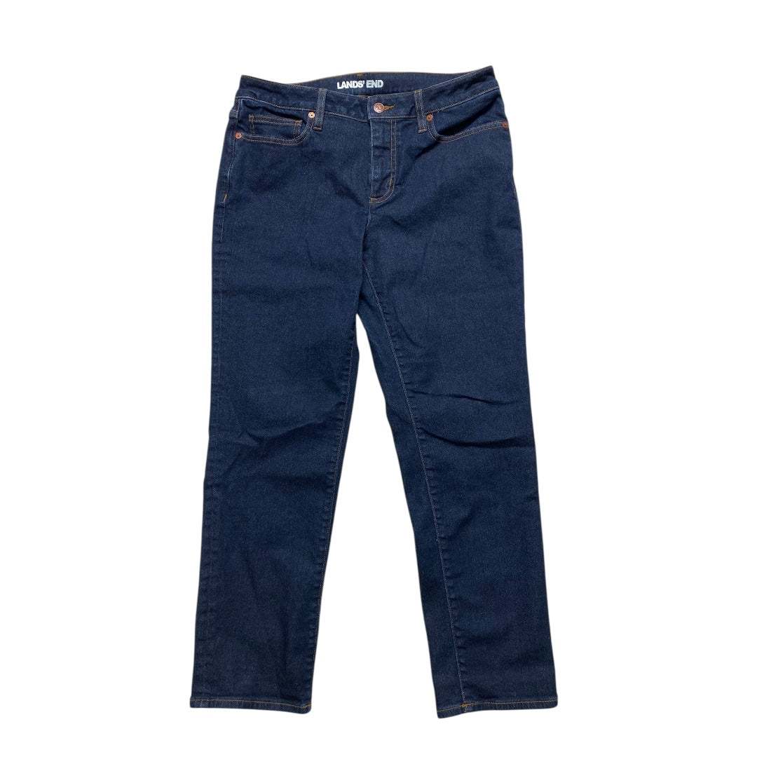 Jeans Straight By Lands End In Blue Denim, Size:8