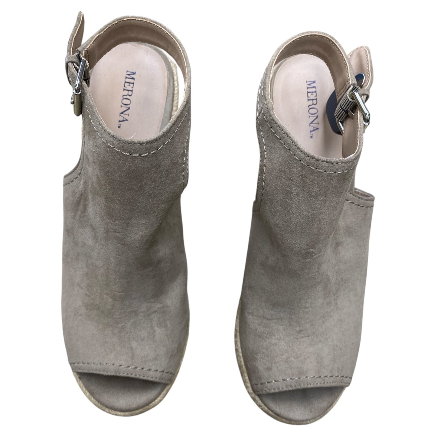 Sandals Heels Wedge By Merona In Taupe, Size:9.5