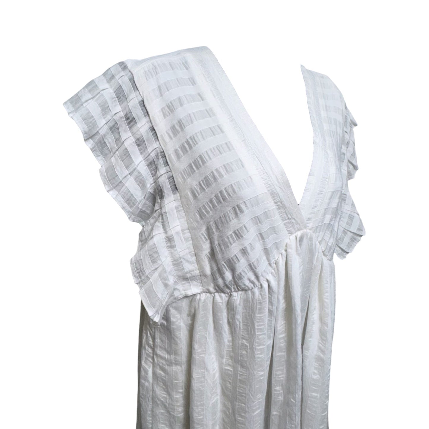 V-Neck Ruffled Tiered Babydoll Maxi Dress By Anthropologie In White, Size: XS
