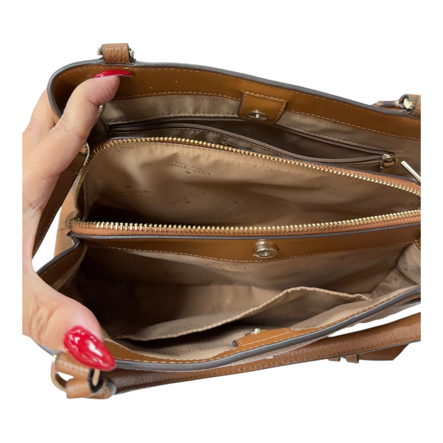 Handbag Designer By Kate Spade In Brown, Size:Medium