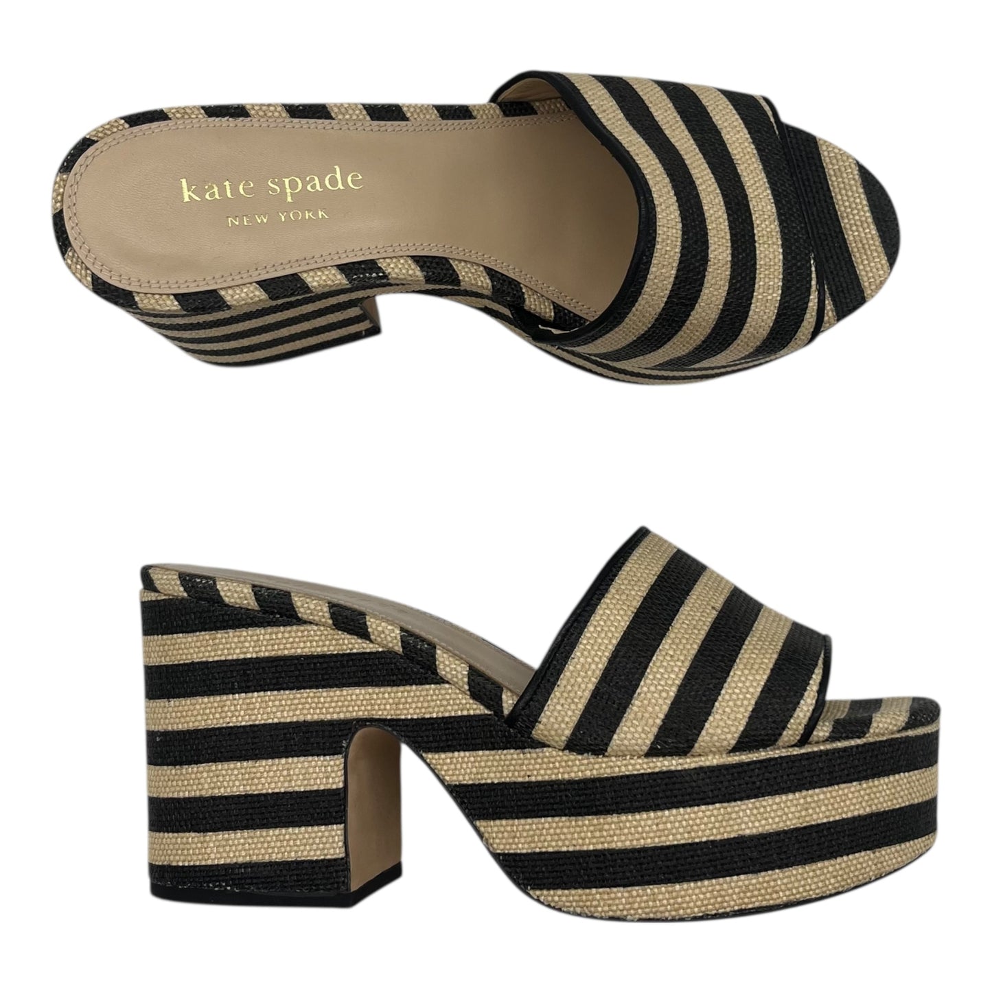 Sandals Designer By Kate Spade In Black & Cream, Size:8.5