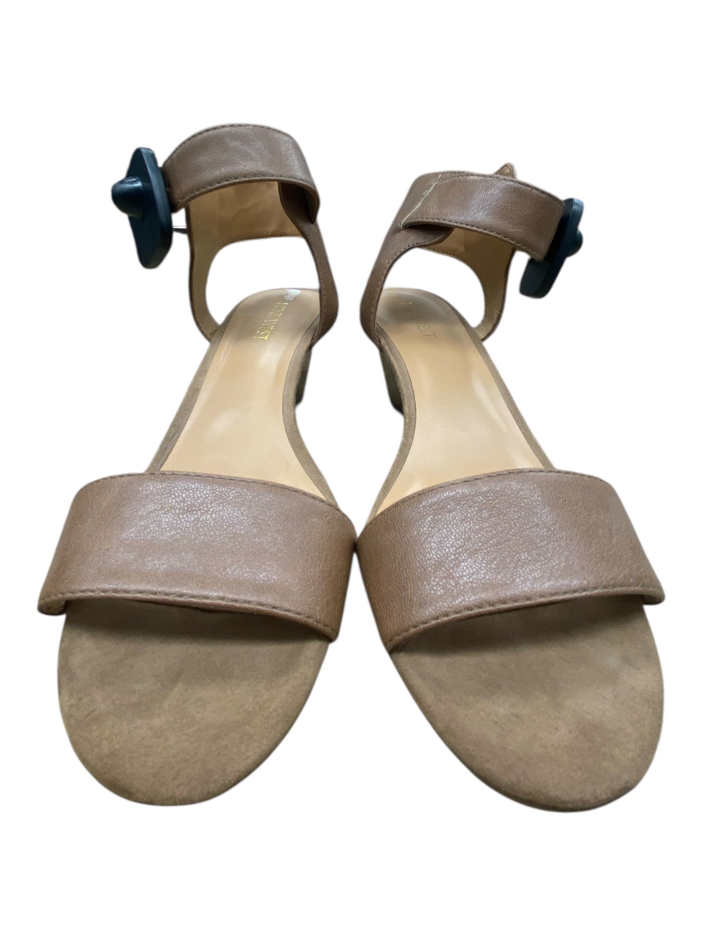 Sandals Heels Block By Nine West In Brown, Size:7