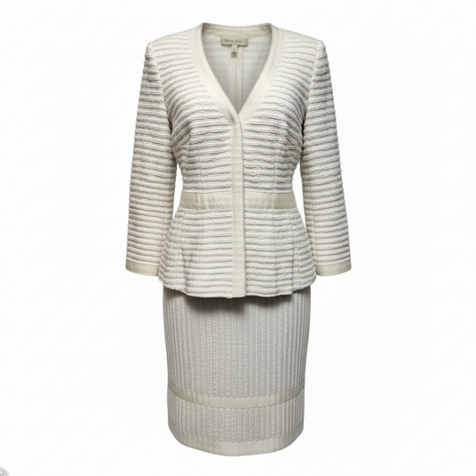 Blazer & Skirt 2 Piece Set By Rena Lange In Cream, Size: 6