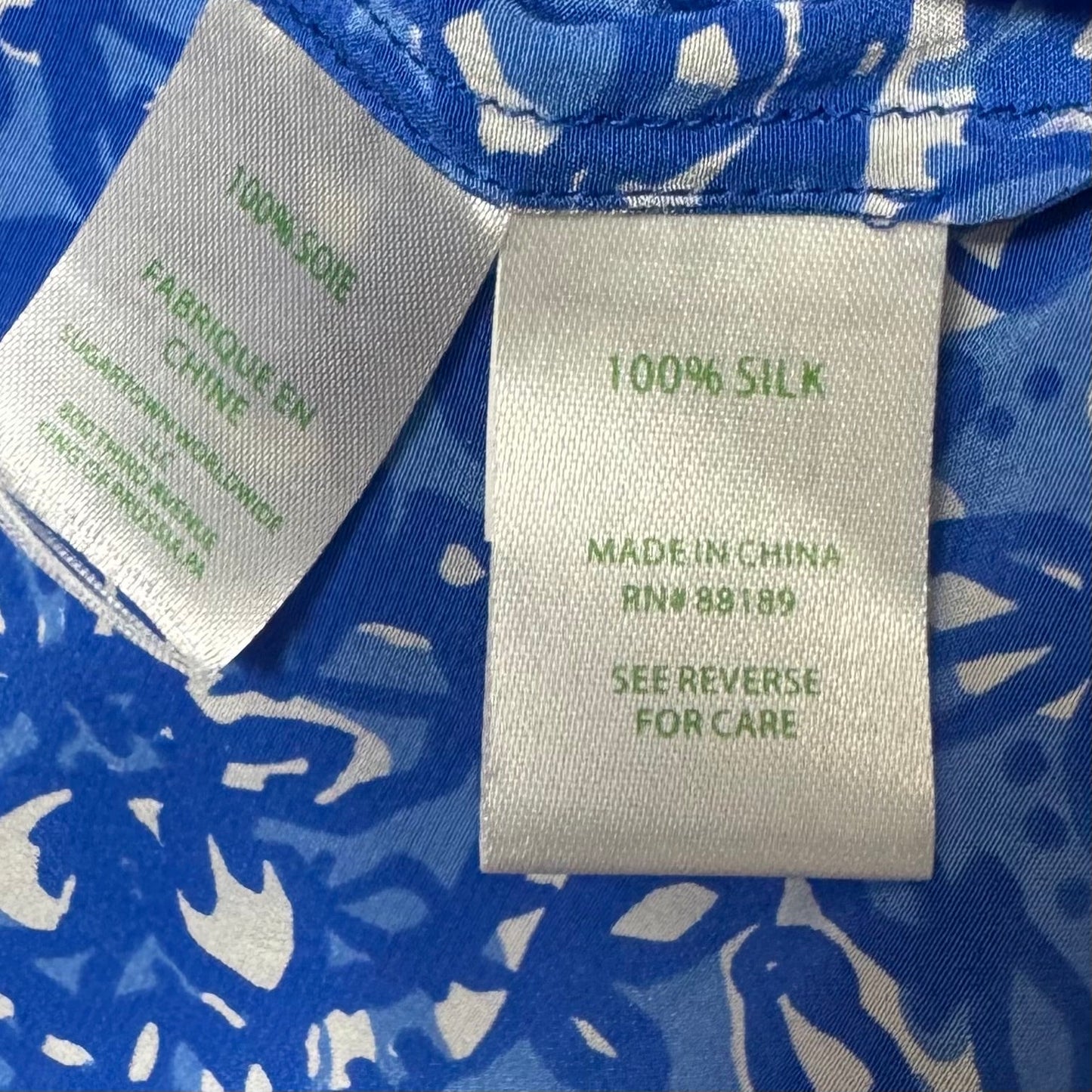 Silk Top Long Sleeve Designer By Lilly Pulitzer In Blue & White, Size: S