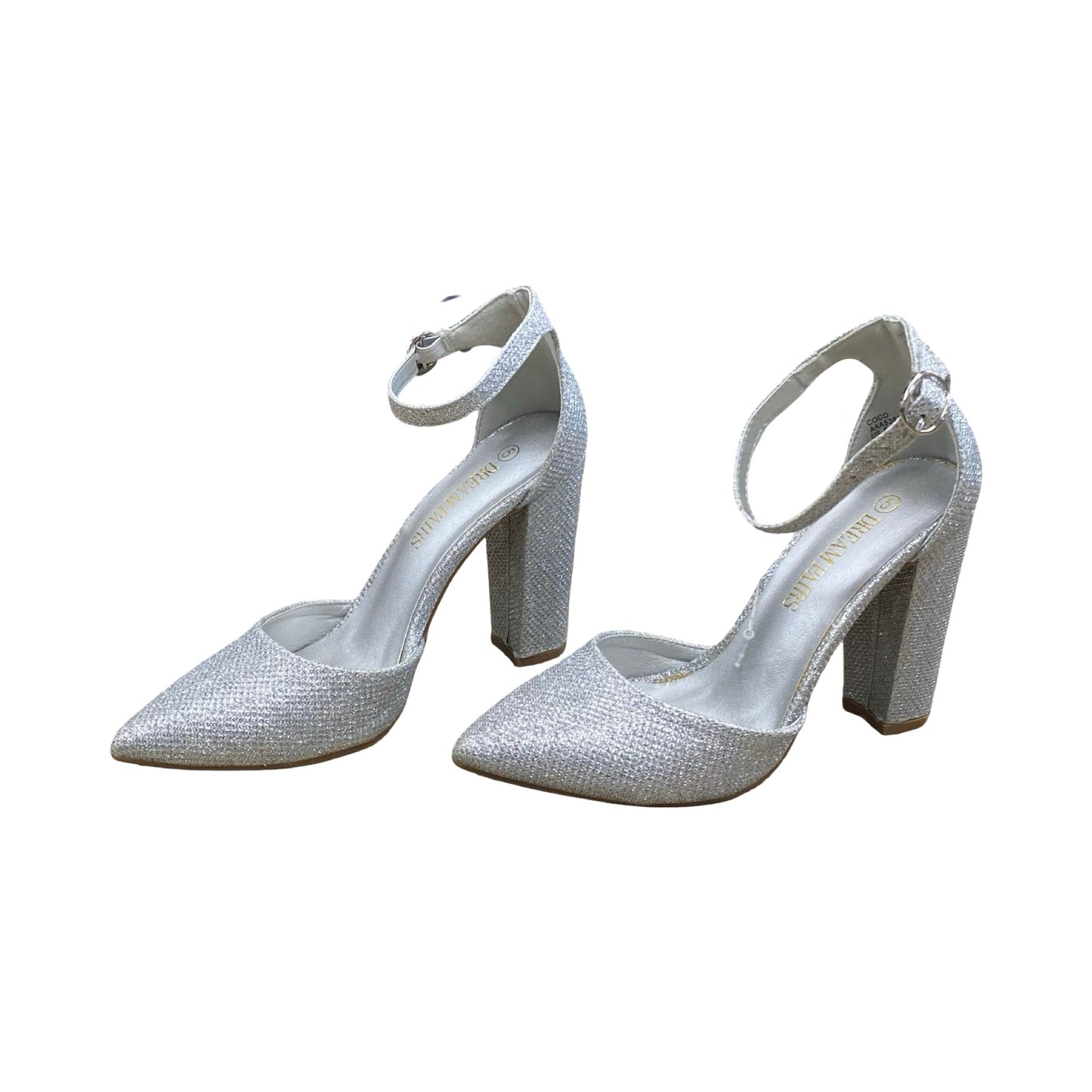 Shoes Heels Block By Dream Pairs In Silver, Size:5
