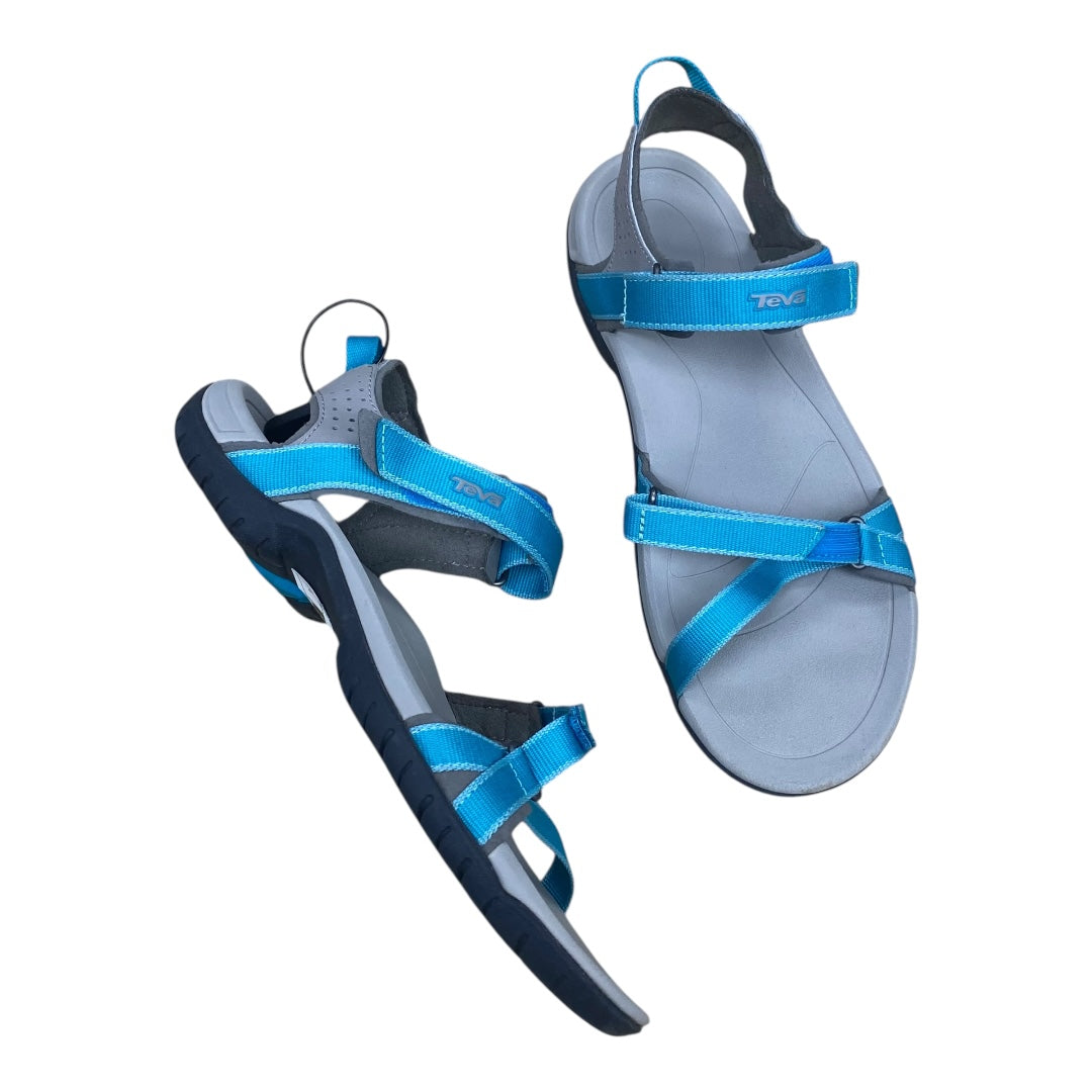 Sandals Flats By Teva In Blue & Grey, Size:8