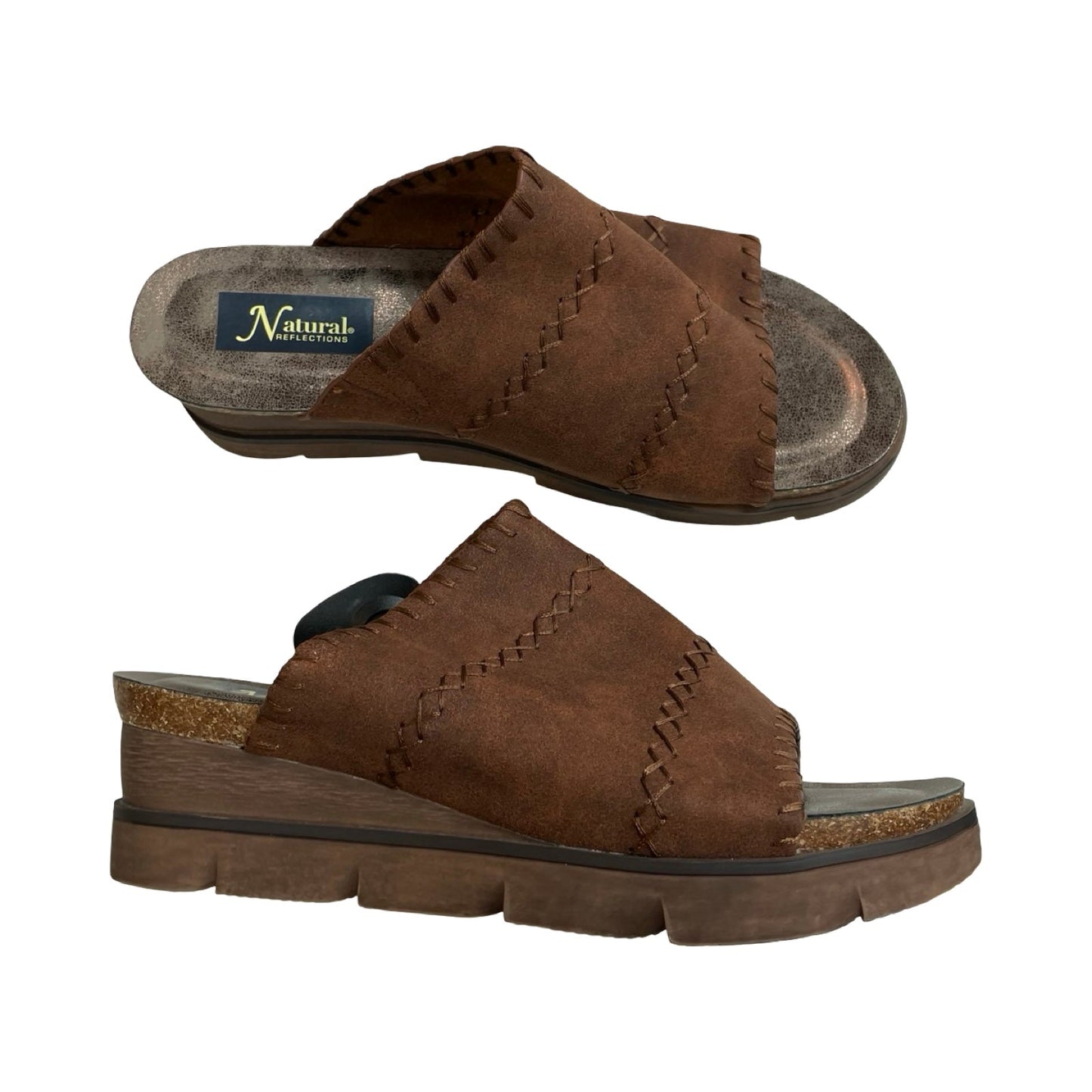 Sandals Flats By Natural Reflections In Brown, Size:8