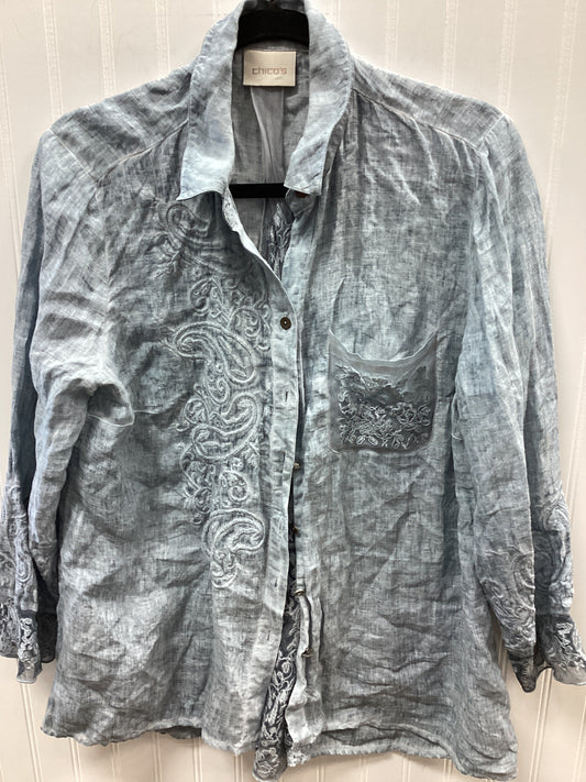 Blouse Ls By Chicos In Blue, Size:1X