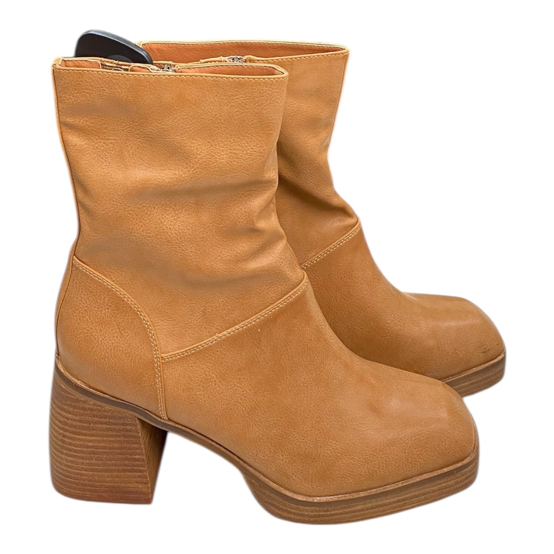 Boots Ankle Heels By BEAST FASHION In Tan, Size:11