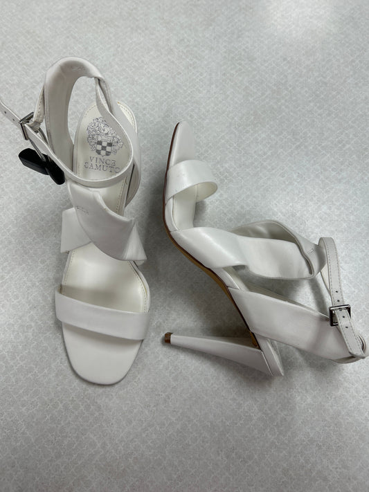 Sandals Heels Stiletto By Vince Camuto In White, Size:10