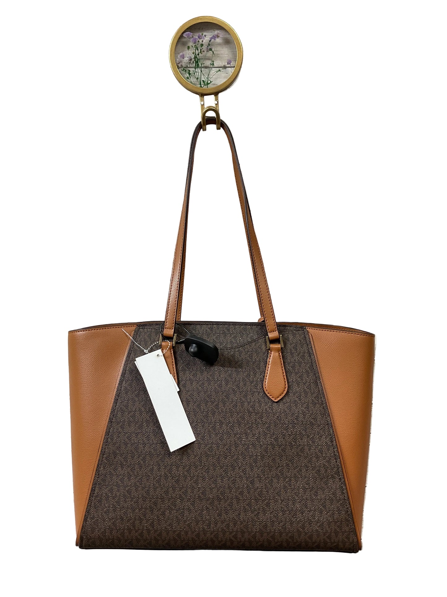 Handbag Designer By Michael Kors In Brown & Tan, Size:Large