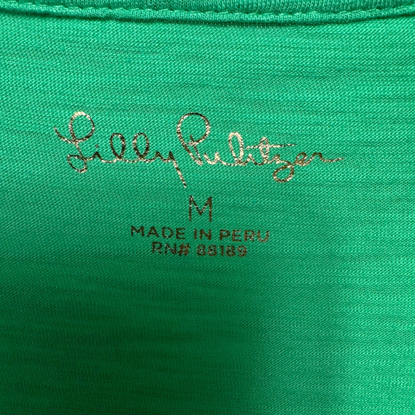 Top Short Sleeve Designer By Lilly Pulitzer In Green, Size: M
