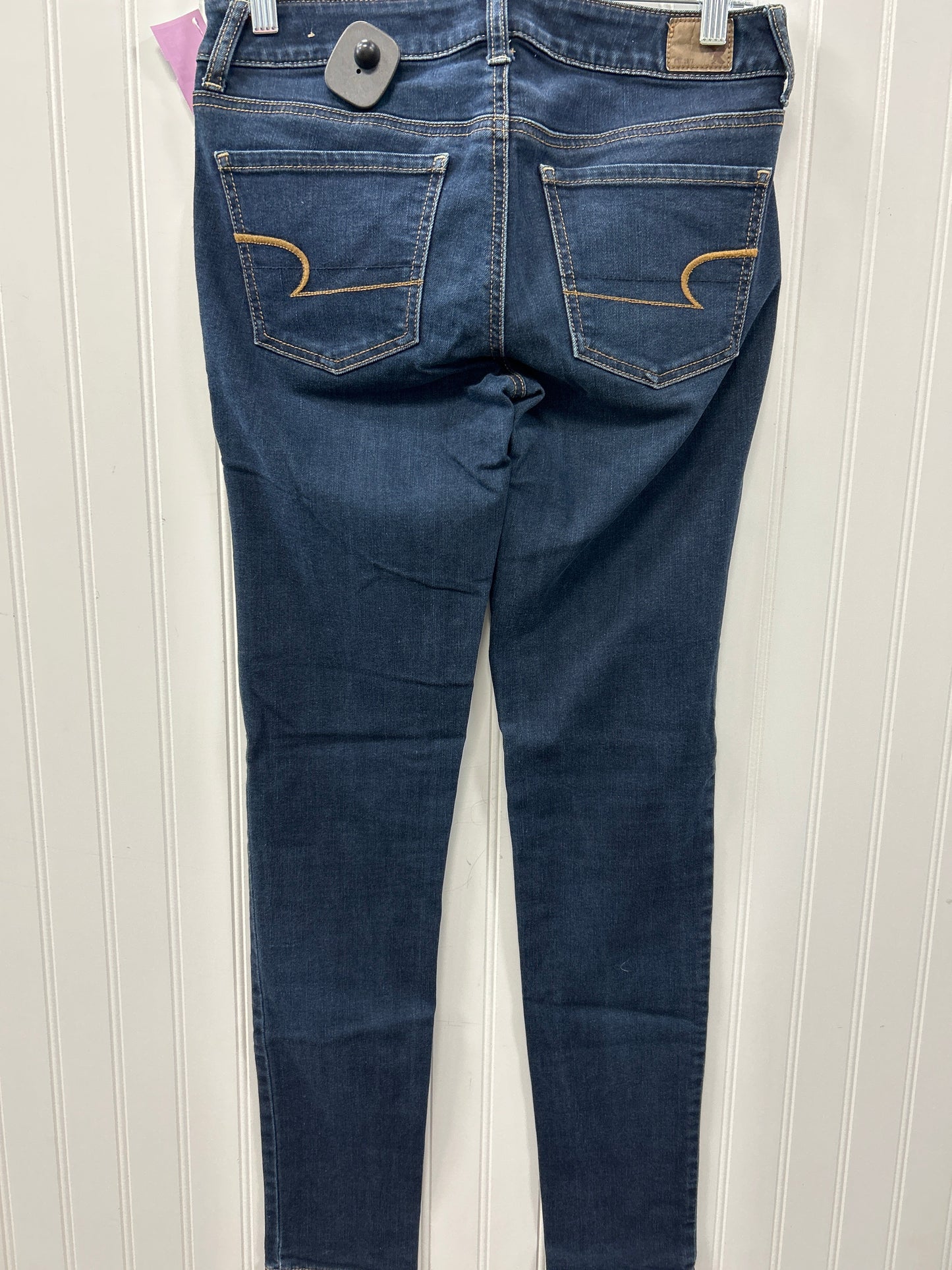 Jeans Skinny By American Eagle In Blue Denim, Size:4