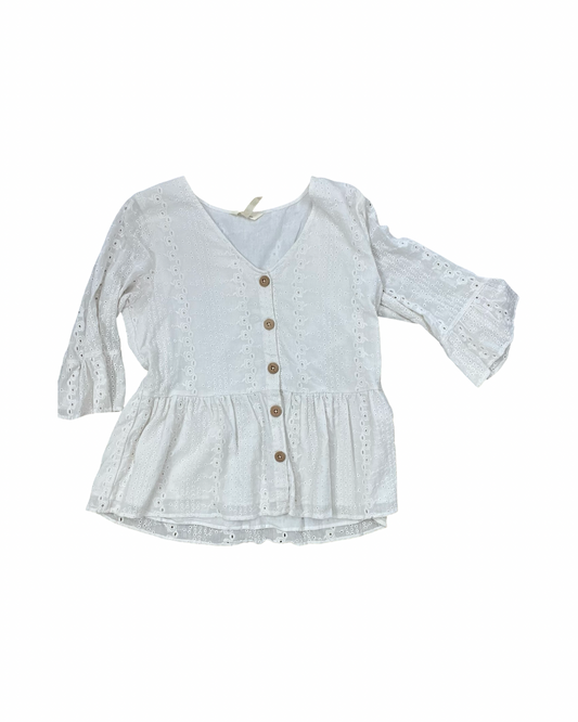 Blouse 3/4 Sleeve By Matilda Jane In White, Size:S