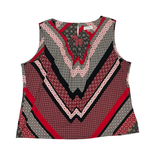 Blouse Sleeveless By Calvin Klein In Red & White, Size:3X