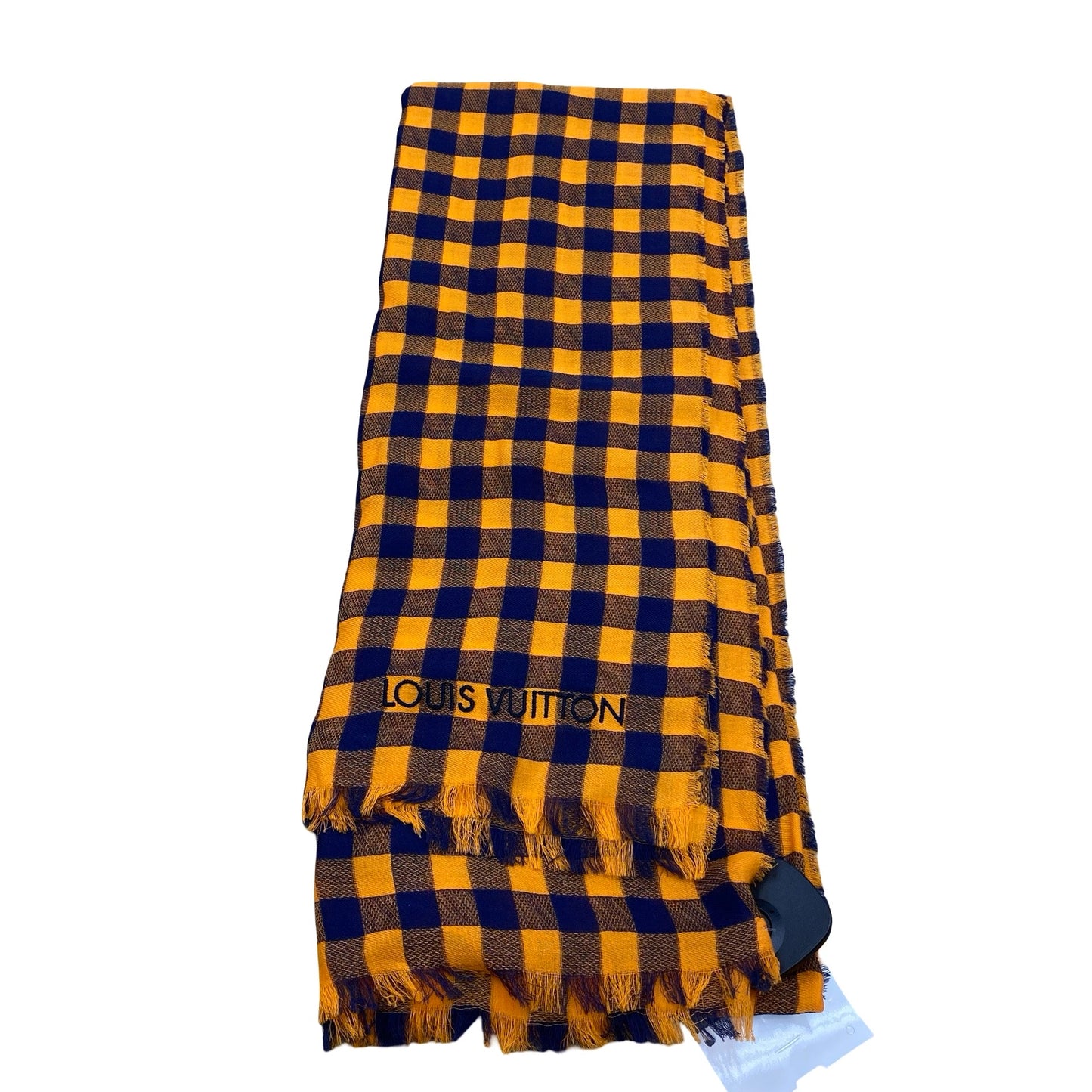 Scarf Luxury Designer By Louis Vuitton In Checkered Pattern