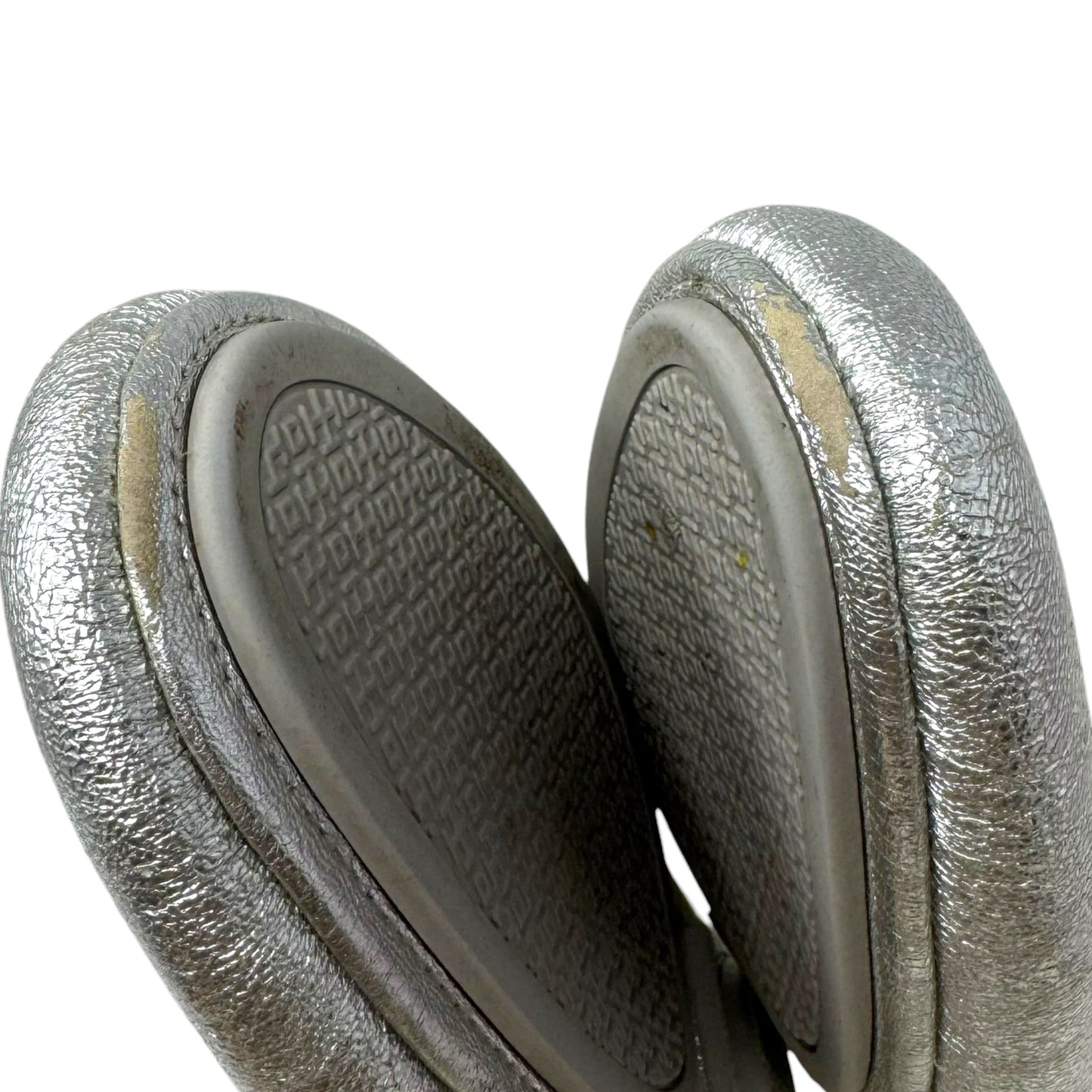 Embellished Strap Ballerina Flats Shoes Designer By Tory Burch In Silver, Size: 8