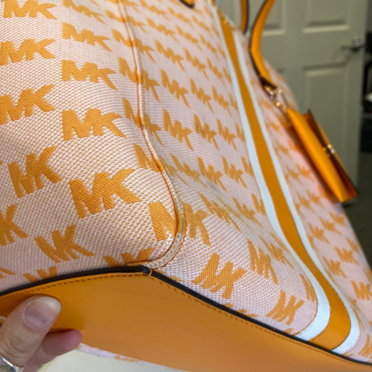 Tote Designer By Michael Kors In Orange, Size:Large