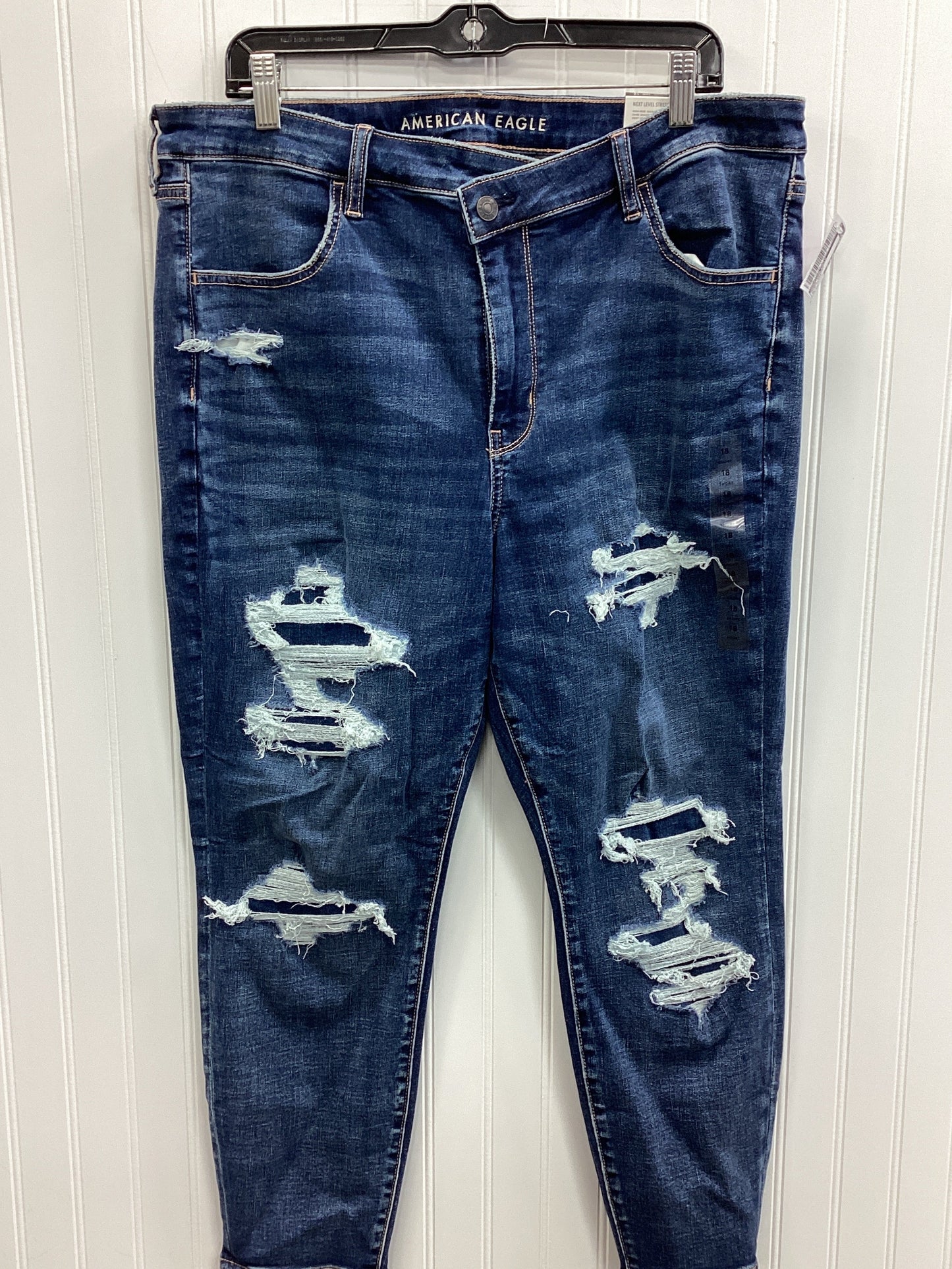 Jeans Skinny By American Eagle In Blue Denim, Size:18