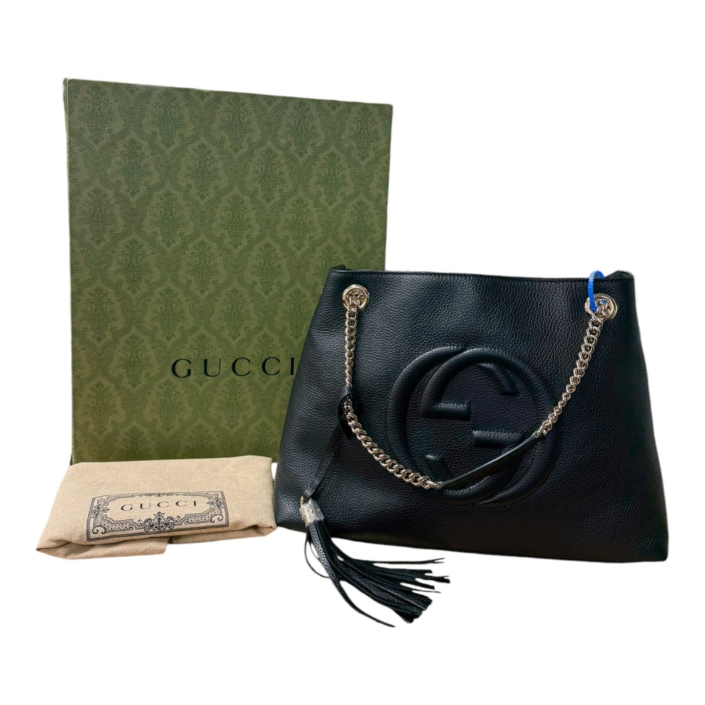 Handbag Luxury Designer By Gucci In Black, Size:Large