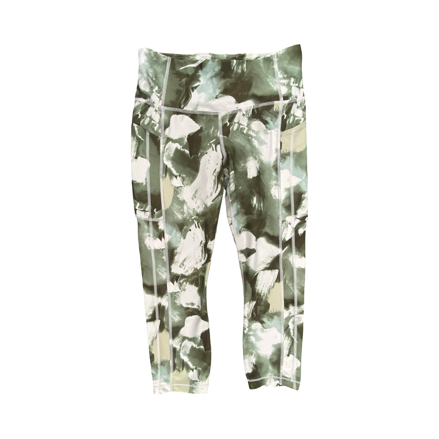 Athletic Leggings Capris By Athleta In Green & White, Size:M