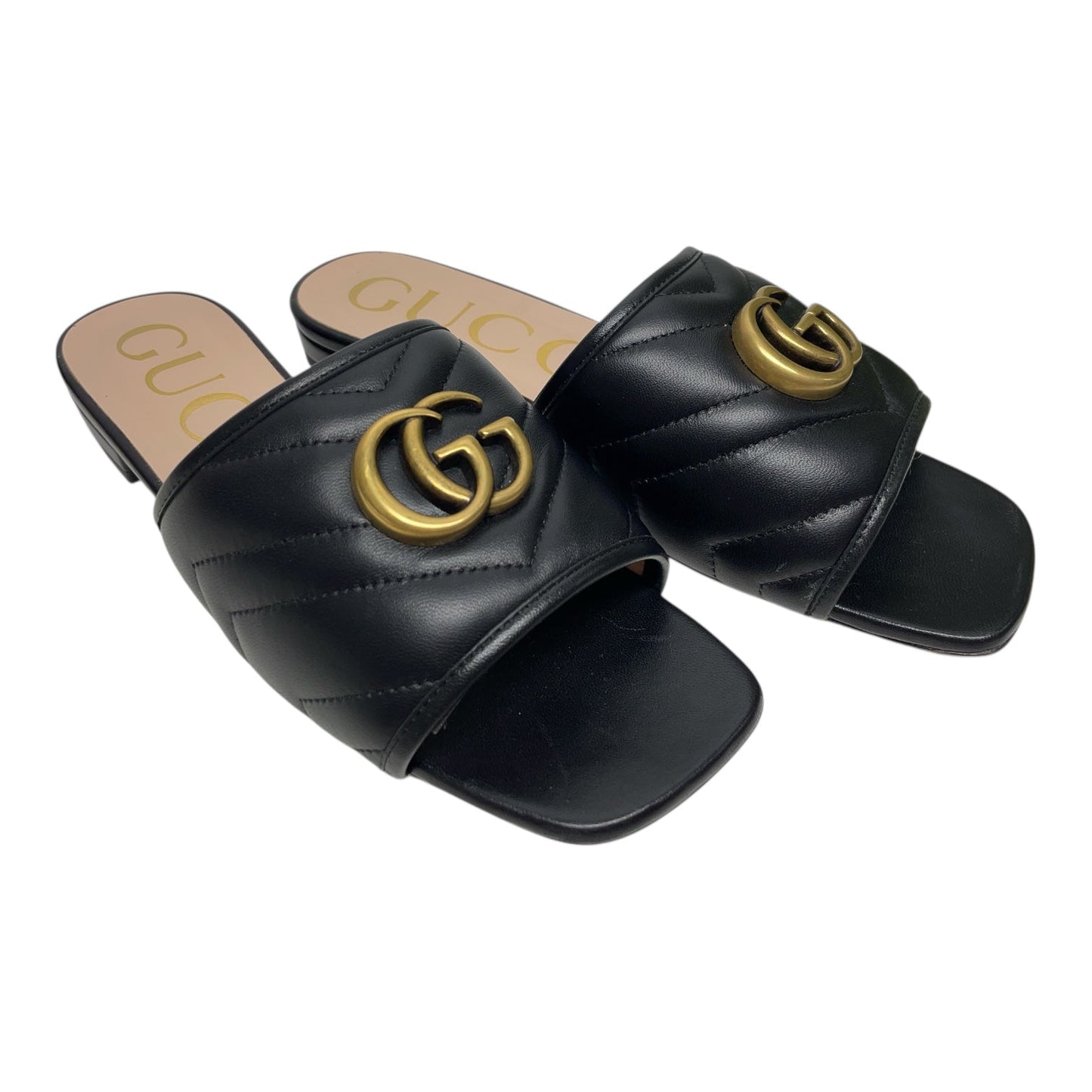 Sandals Luxury Designer By Gucci In Black, Size: 6
