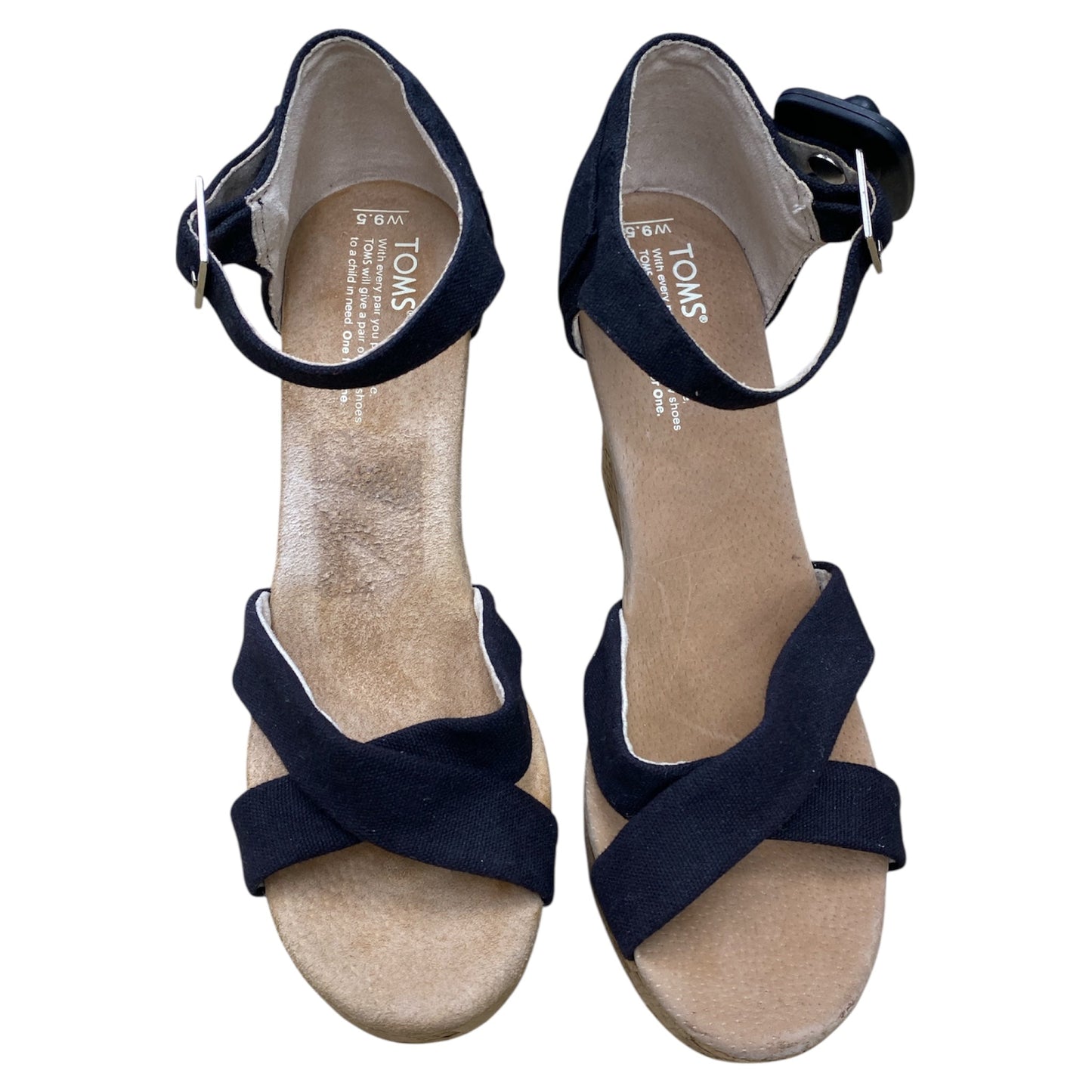 Sandals Heels Wedge By Toms In Black, Size:9.5
