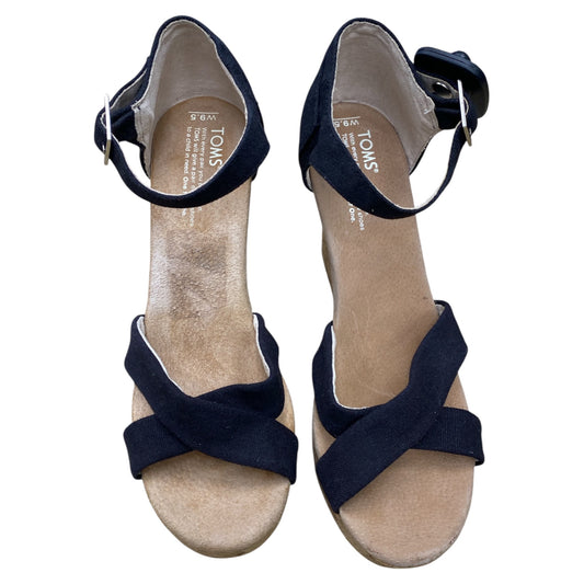 Sandals Heels Wedge By Toms In Black, Size:9.5