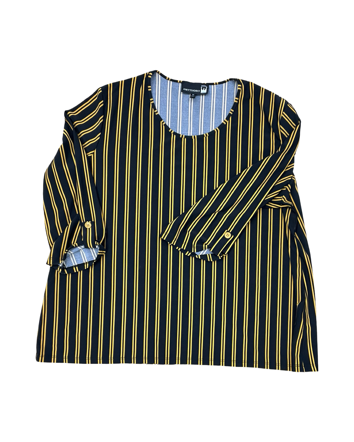 Top Ls By Antthony In Black & Yellow, Size:2X