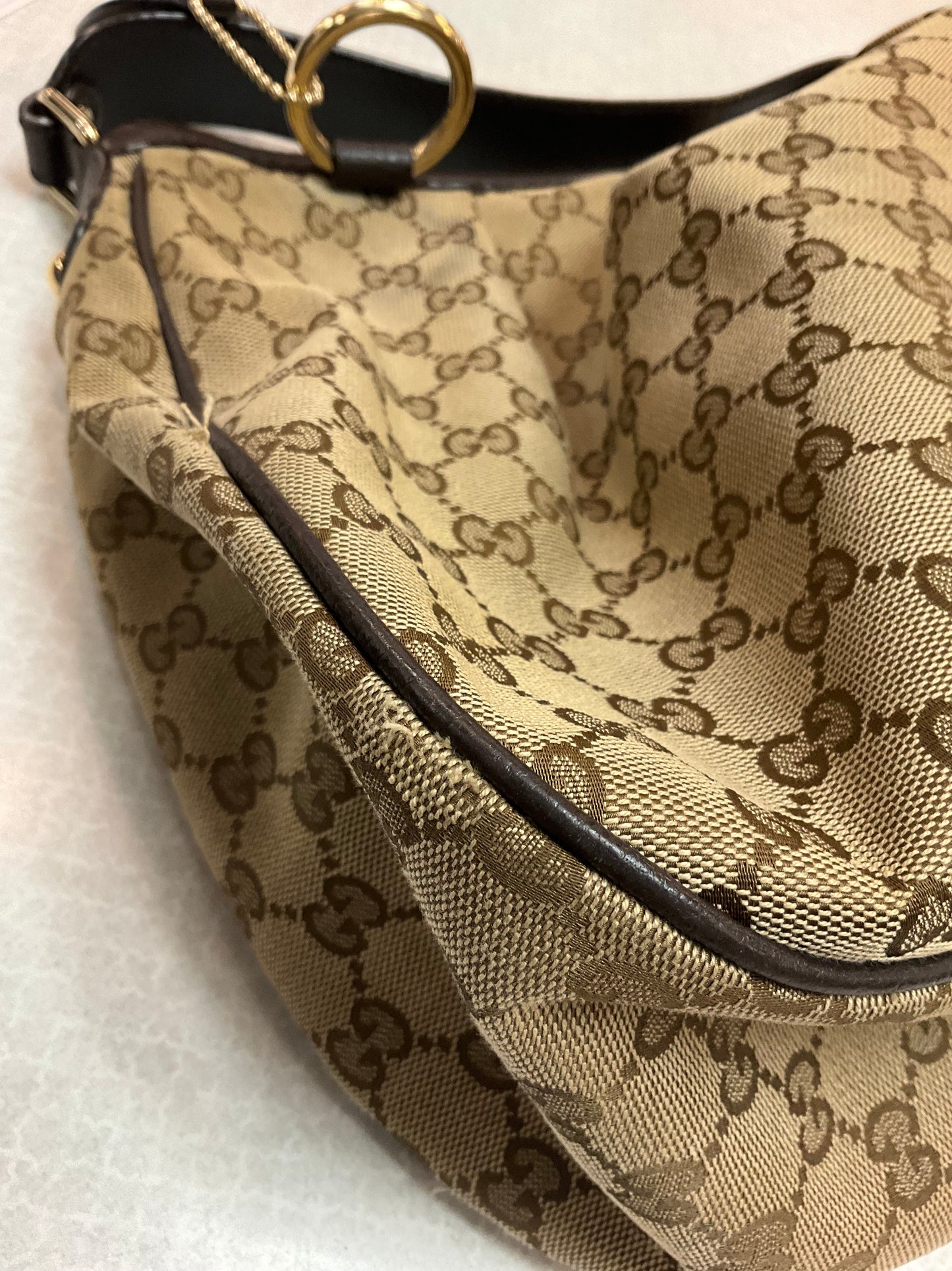 Handbag Luxury Designer By Gucci In Brown, Size:Large