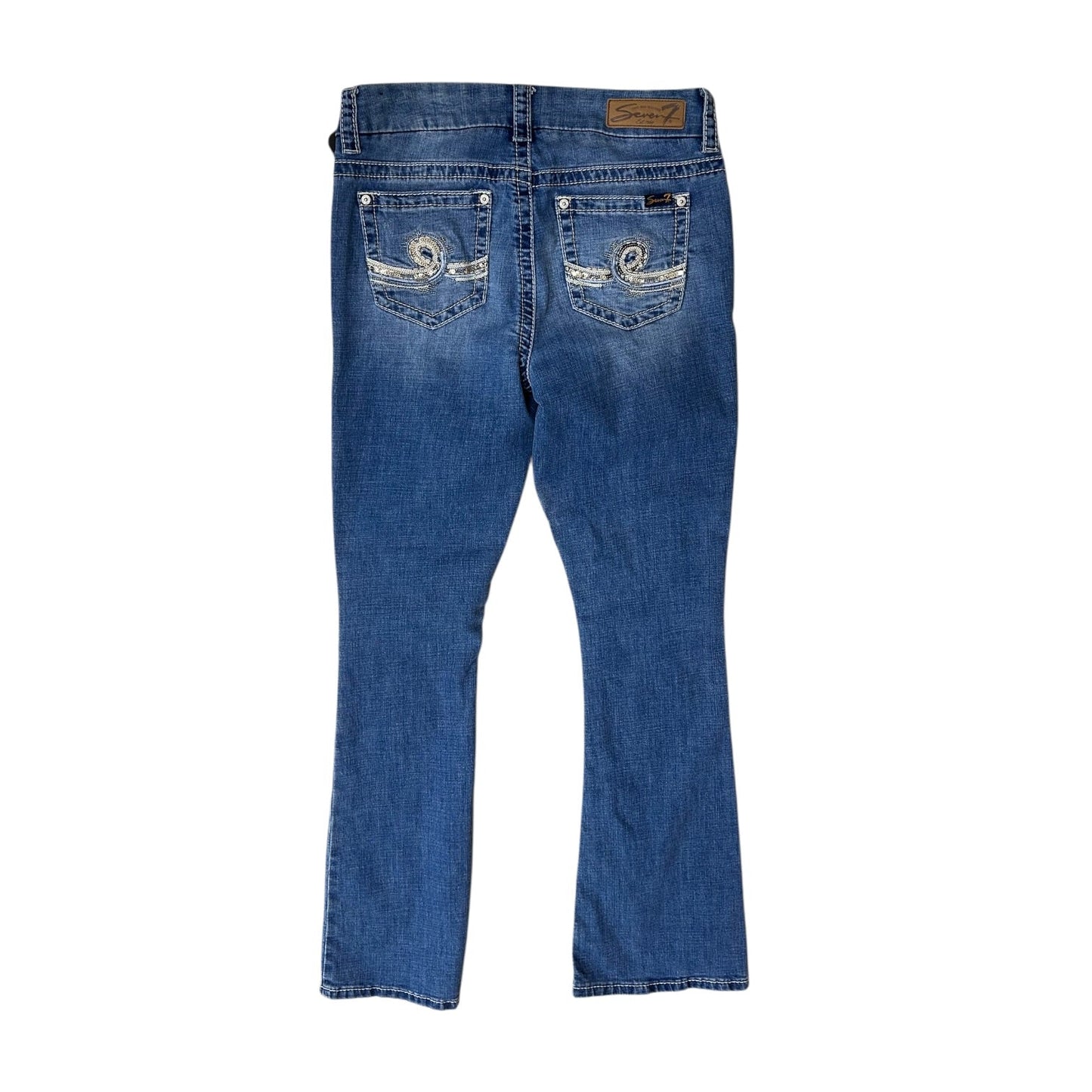 Jeans Boot Cut By Seven 7 In Blue Denim, Size:8