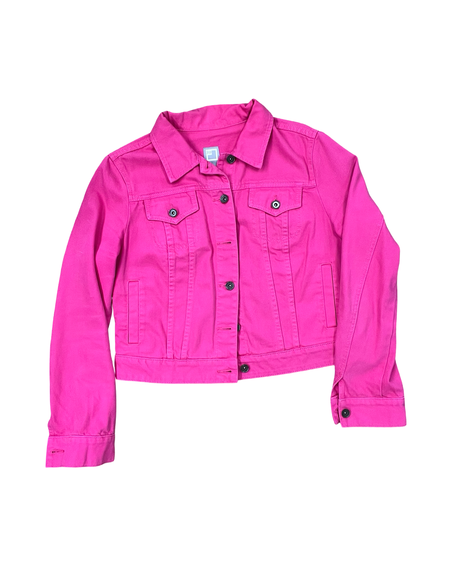 Jacket Denim By Jcp In Pink Denim, Size:L