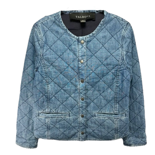 Collarless Quilted Jean Jacket By Talbots In Blue, Size: S