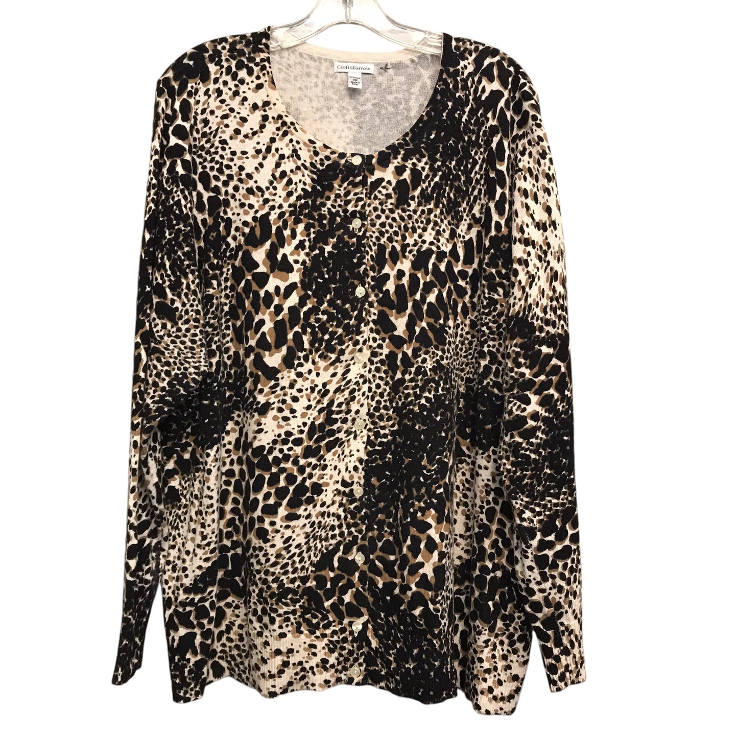 Sweater Cardigan By Croft And Barrow In Animal Print, Size:3X