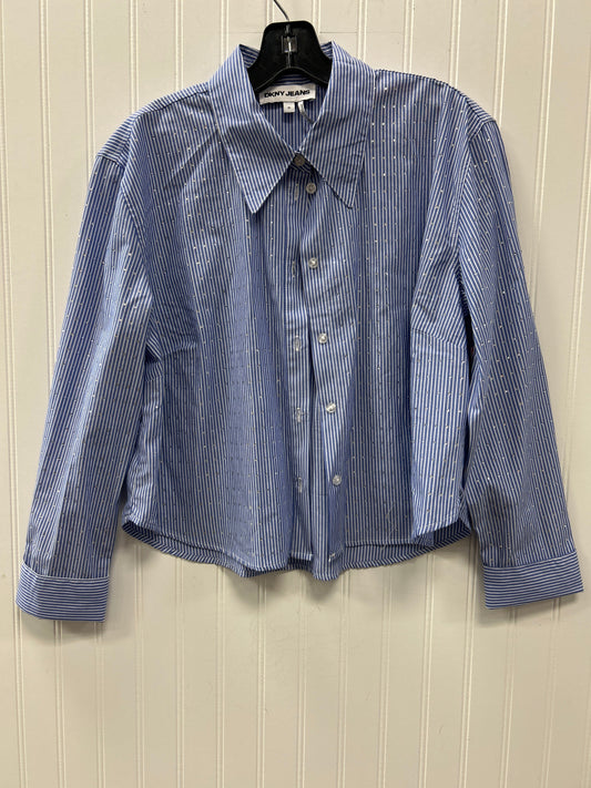 Blouse Ls By Dkny In Blue, Size:M