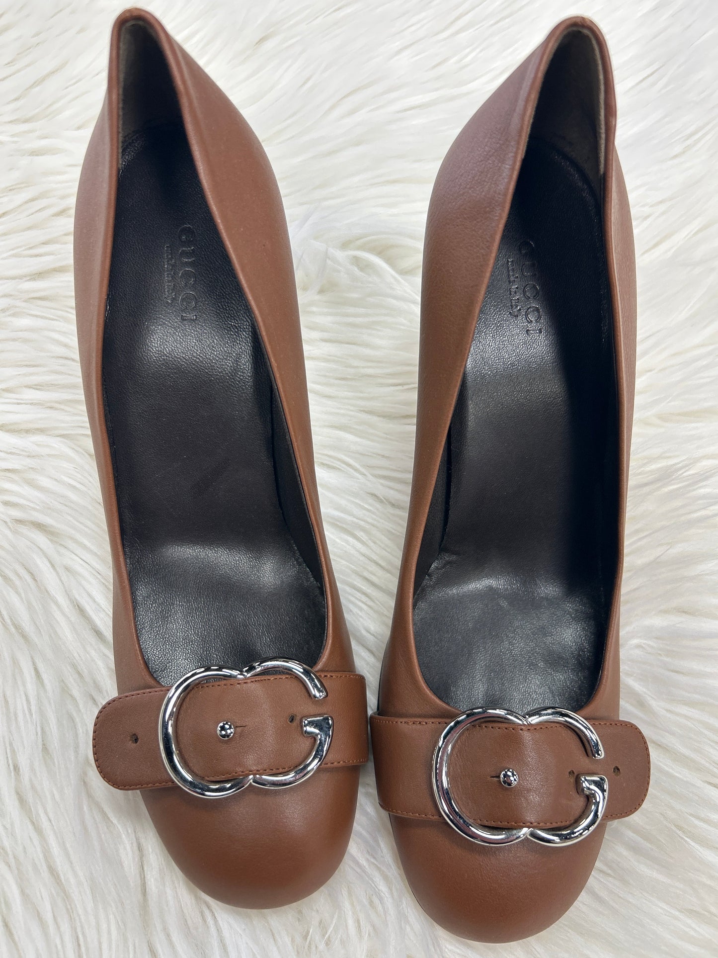 Shoes Luxury Designer By Gucci In Brown, Size:9.5