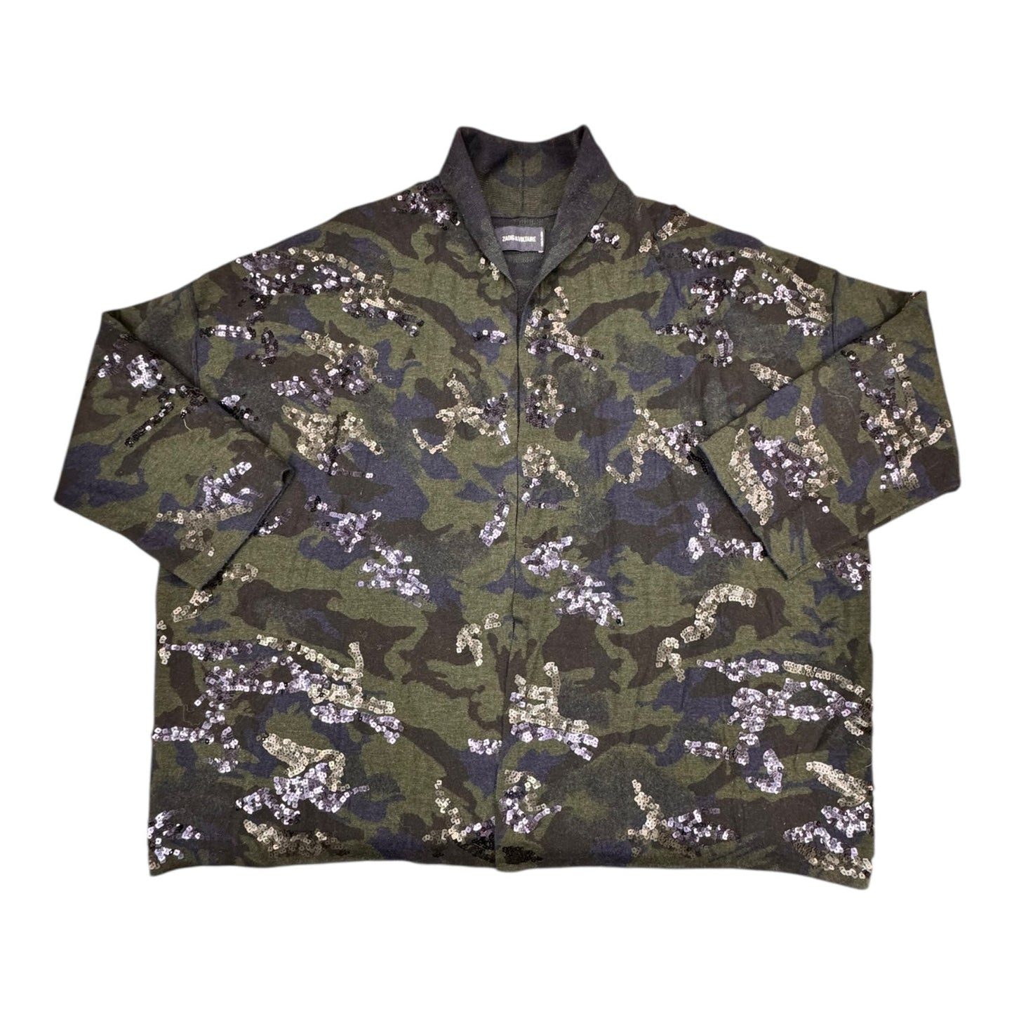 Sweater Cardigan Designer By Zadig And Voltaire In Camouflage Print, Size:M