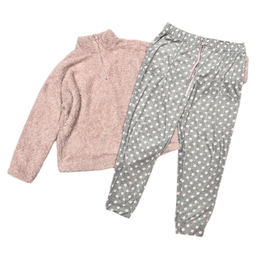 Lounge Set Pants By Cuddl Duds In Grey & Pink, Size: L