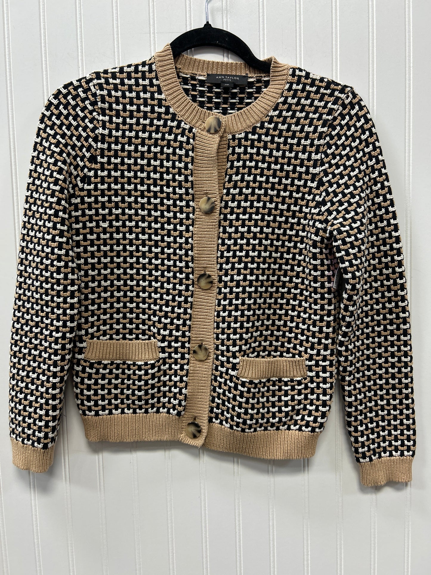 Sweater Cardigan By Ann Taylor In Tan, Size:Xsp