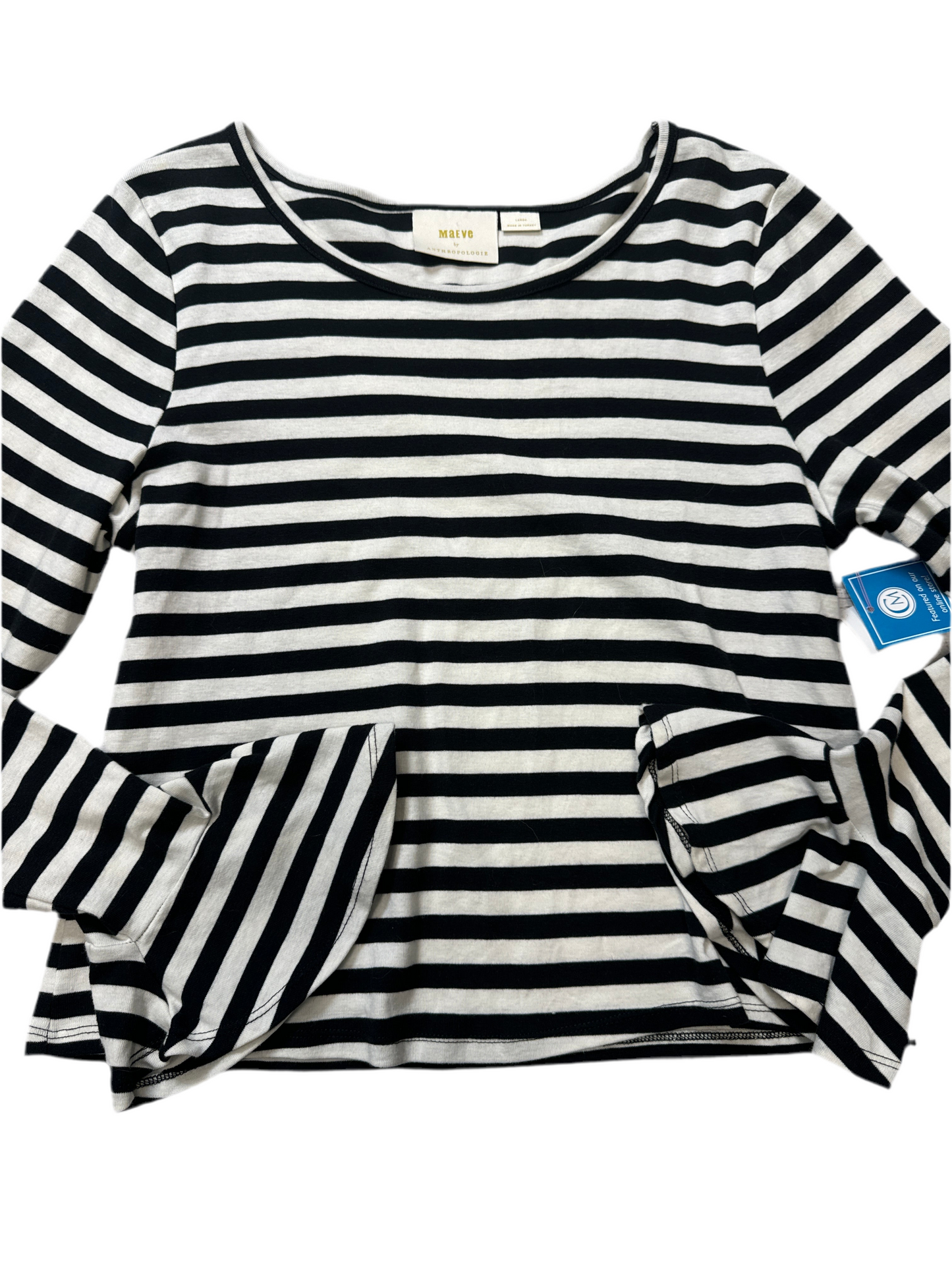 Top Long Sleeve By Maeve In Striped Pattern, Size: L