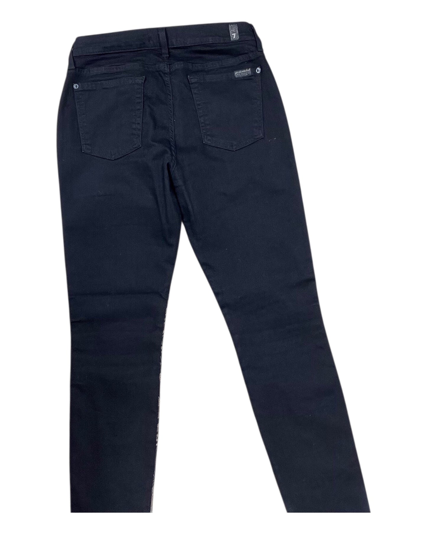 Jeans Skinny By 7 For All Mankind In Black & Gold, Size:10