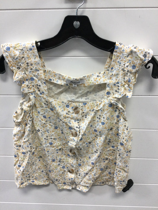 Top Sleeveless By Madewell In White & Yellow, Size:Xs