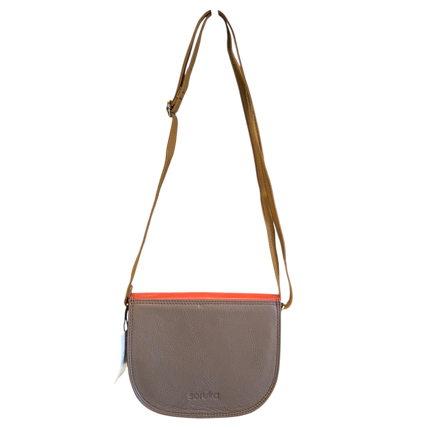 Handbag Leather By Soruka In Brown & Red, Size:Small