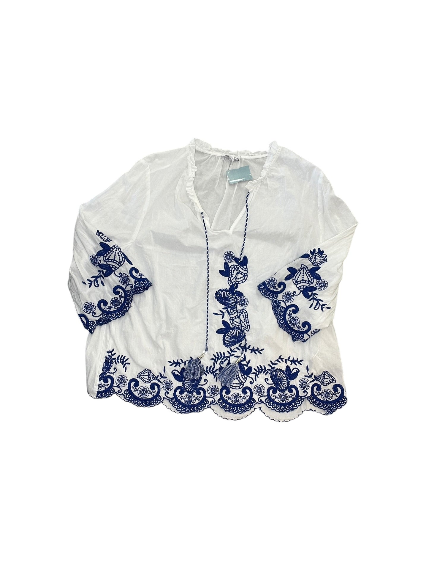 Top 3/4 Sleeve By Chicos In White, Size:L