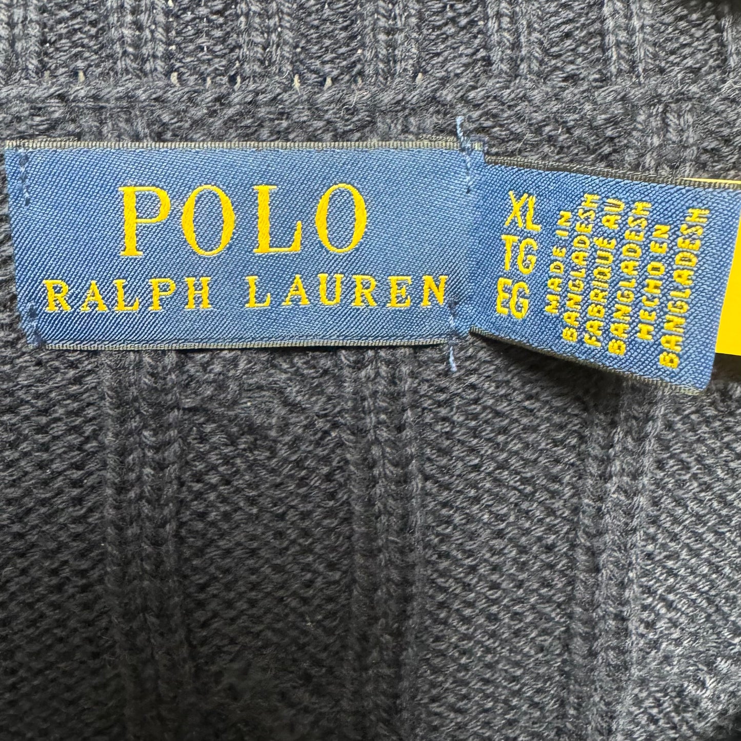 Cable-Knit Cotton Sweater By Polo Ralph Lauren In Navy, Size: Xl