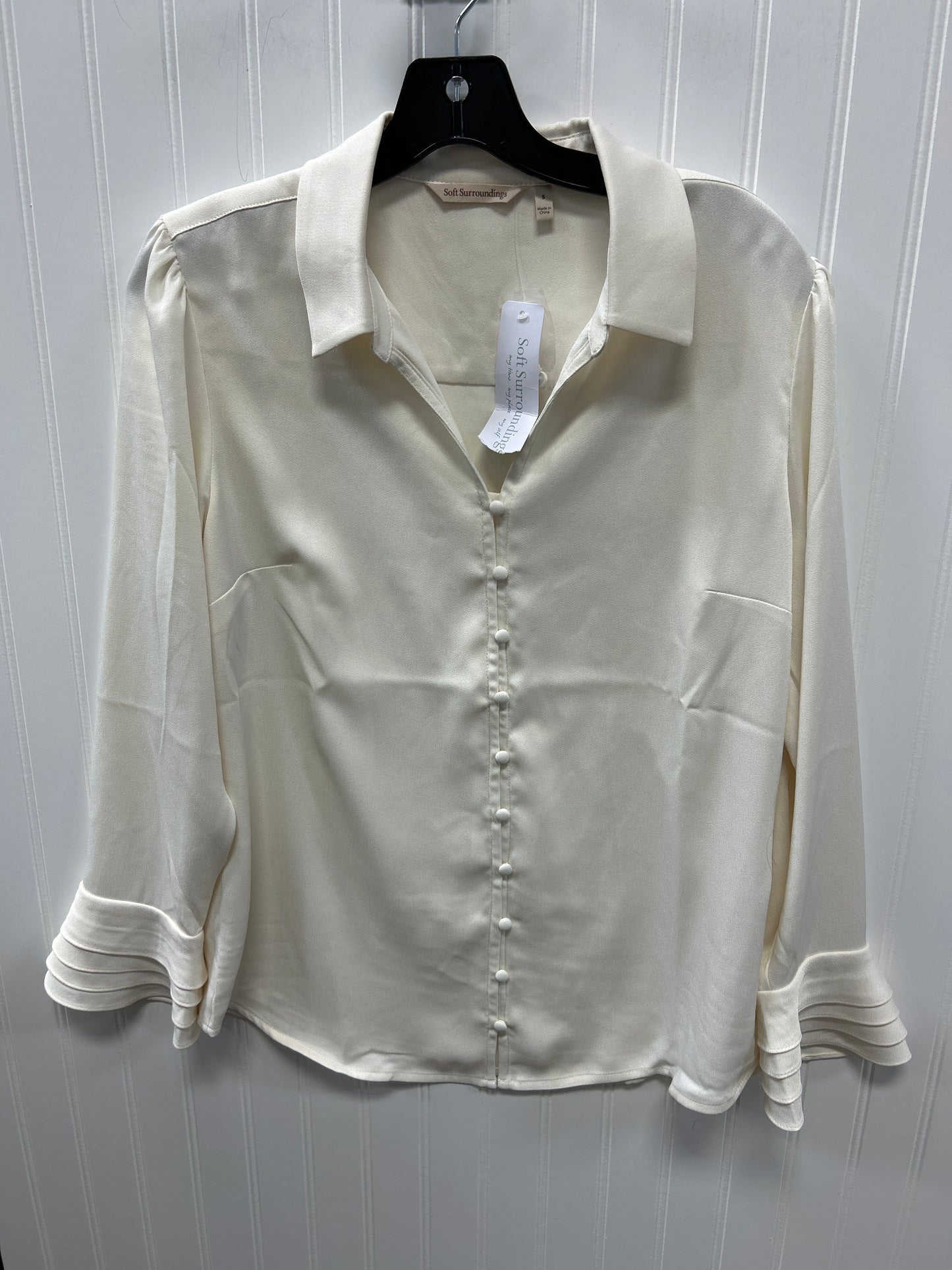 Blouse Ls By Soft Surroundings In Cream, Size:S