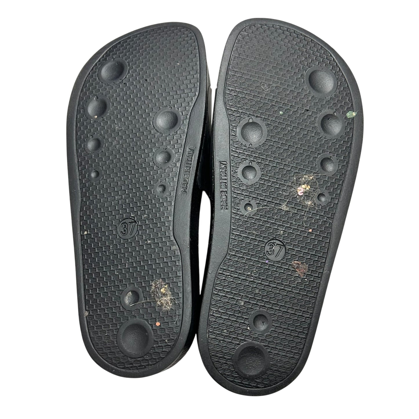 Sandals Luxury Designer By Moschino In Black, Size: 6.5