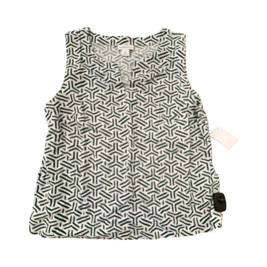 Top Sleeveless By Liz Claiborne In Green & White, Size:M